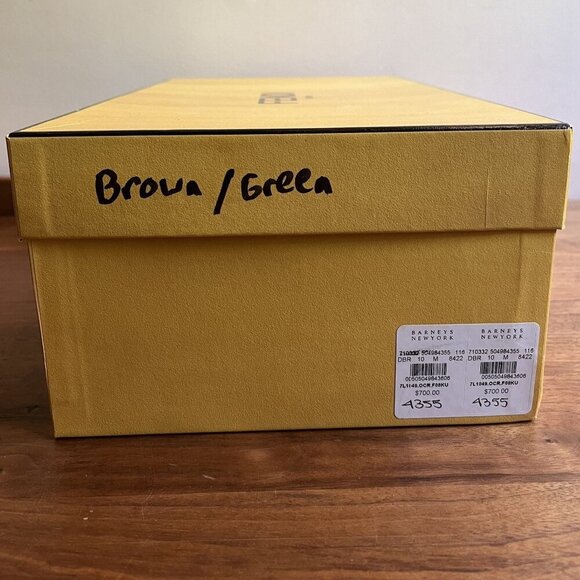 Fendi Men\'s Brown & Green Leather Lace-Up Shoes Size 10 In Original Box main image 9